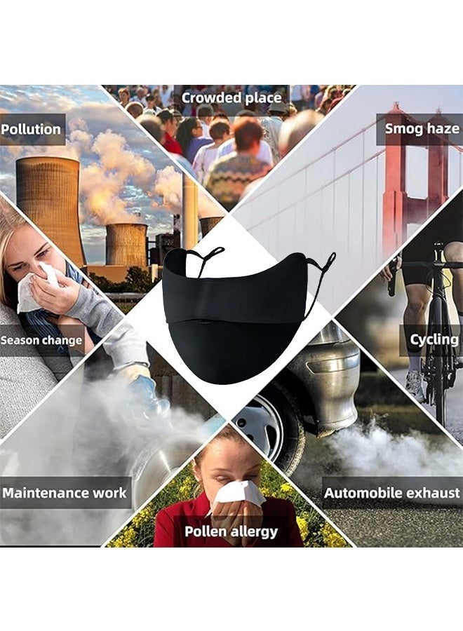 أكنزلмед 5 قطع قابلة لإعادة الاستخدام غبار القطن وحماية الشمس غطاء الوجه للرجال والنساء ، حجم M ، مصنوع من نسيج القطن مع تصميم الأنف المنحني للتناسب المثالي. حلقتين مرنتين قابلتين للتعديل للارتداء المريح بدون ضغط الأذن. لون أسود ، مقاومة للغبار ، حماية الأشعة فوق البنفسجية ، قابلة للغسيل ودائمة ، مثالية للتنقل اليومي والأنشطة في الهواء الطلق. - Image 4